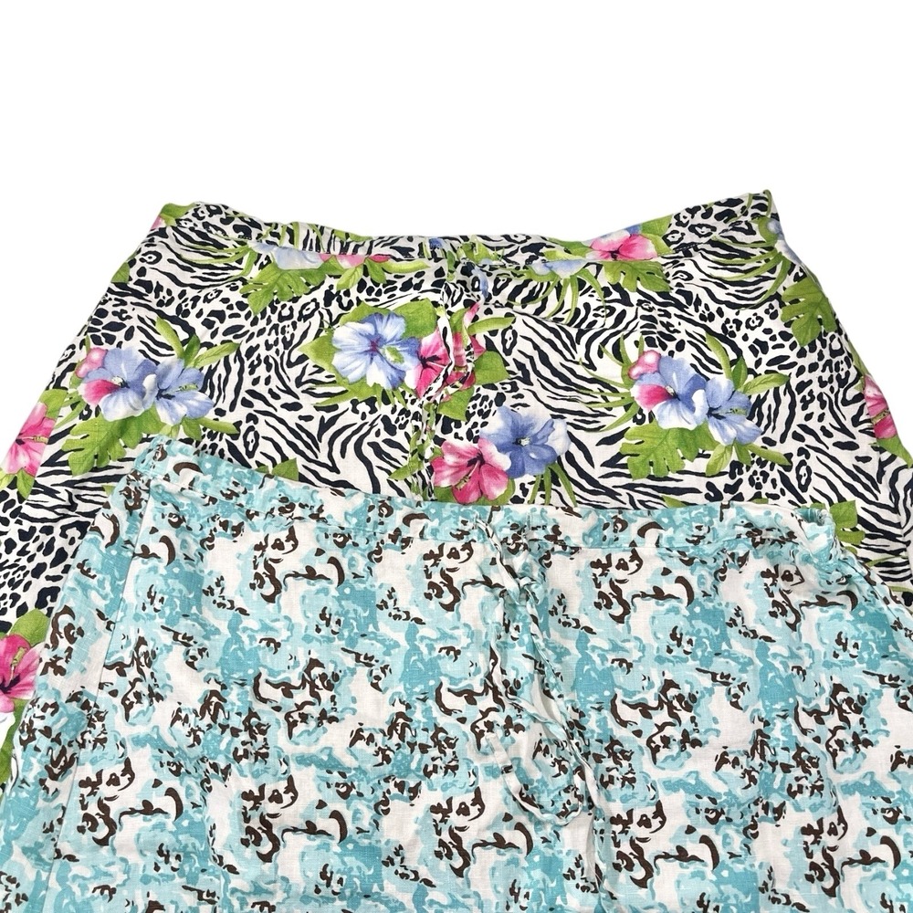 2pk‎ Choices XL Multicolor Linen Skirt Set Floral Zebra Abstract Ruffle Coastal